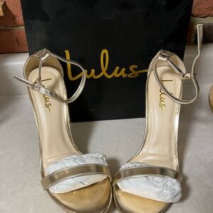 Lulu's Elise Metallic Gold Ankle Strap Heels